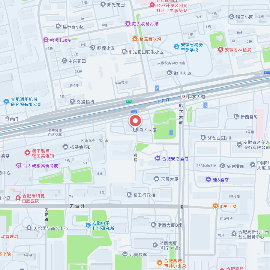 合肥市蜀山区昌河大厦1801室地图位置